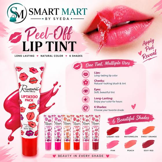 ✨ Long-Lasting Peel-Off Lip Tint – 6 Colors